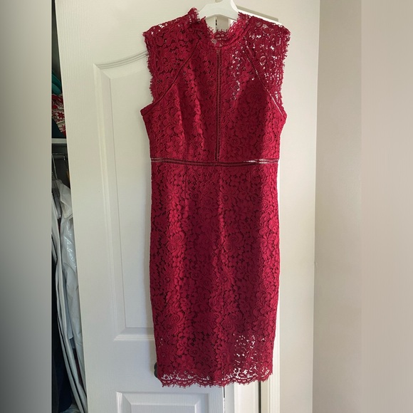 NWT Bardot Lace Cut Out Sleeveless Dress - Red - Picture 3 of 6